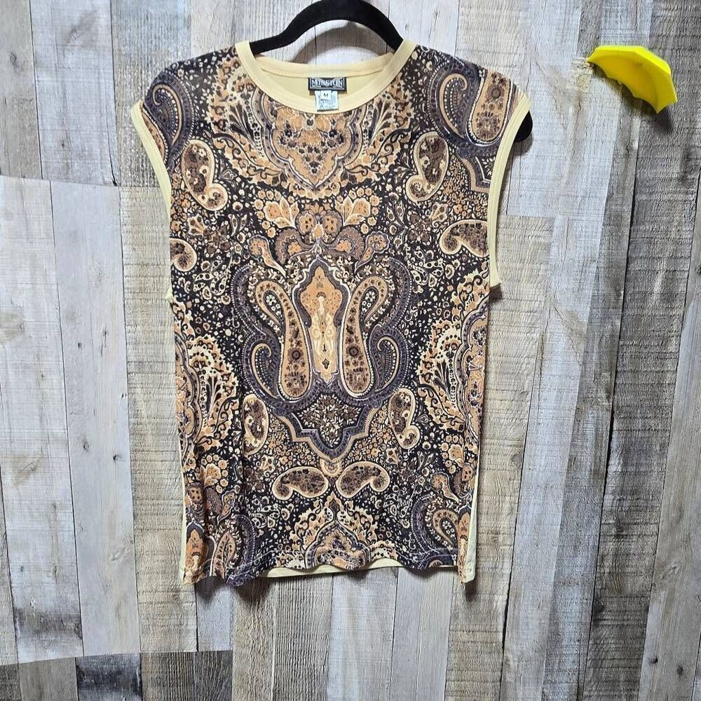 Mission Vintage Y2K Beige Paisley Tank Top Medium Retro Hippy Indie Gorpcore